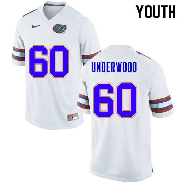 NCAA Florida Gators Houston Underwood Youth #60 Nike White Stitched Authentic College Football Jersey MIS2764IC